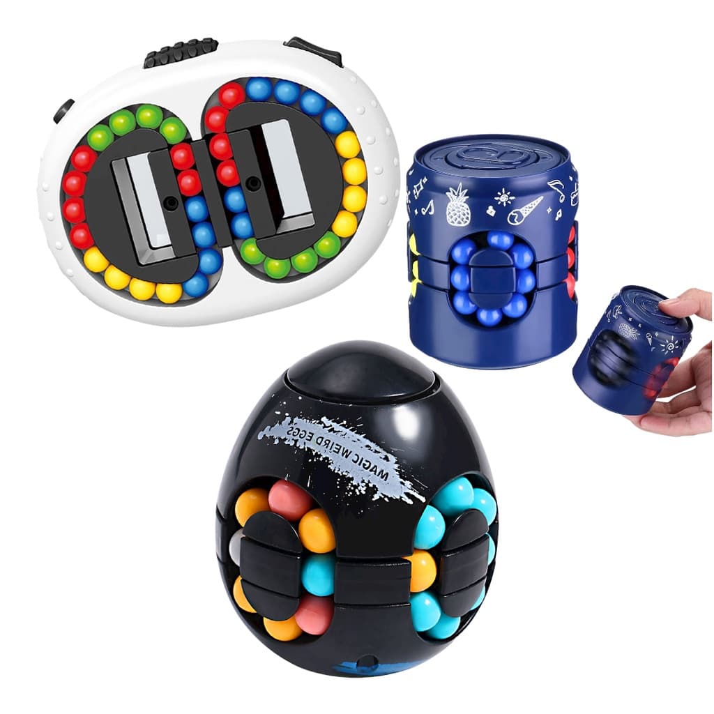 Kit 3 Fidget Toy Cores Aleatórias Spinner Bolinha Anti-Stress Relaxante