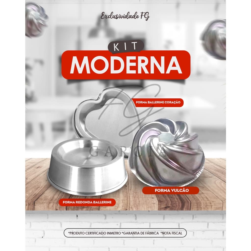 Jogo De Assadeiras Ballerine Coração E Vulcão - Kit Moderna Em Aluminio If35