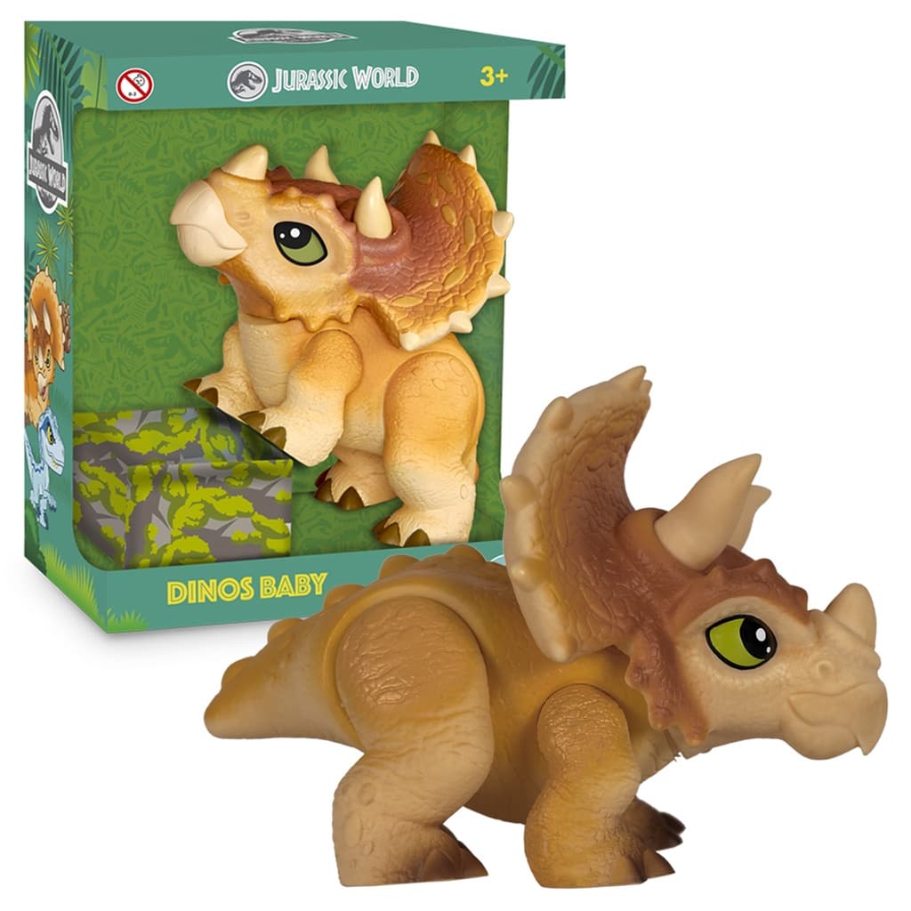 Jurassic World Triceratops Dinos Baby Marrom Articulado