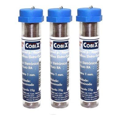 Kit 03 Tubos Solda Estanho 1mm 63x37 1.0mm C/ Fluxo - Cobix