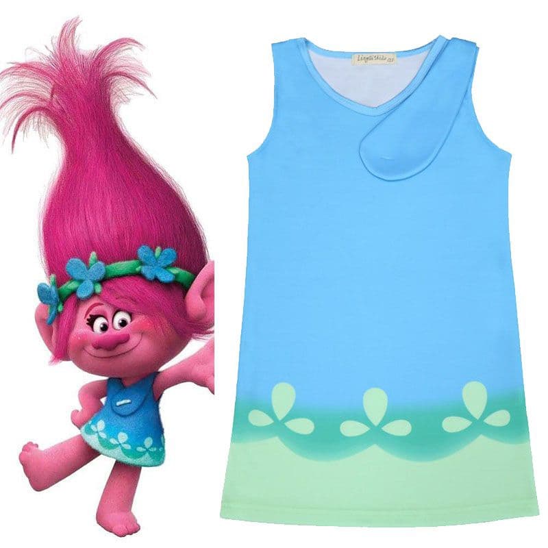 Trolls Poppy Cosplay Roupas De Desenho Animado Festa Infantil Vestido De Aniversário De Férias