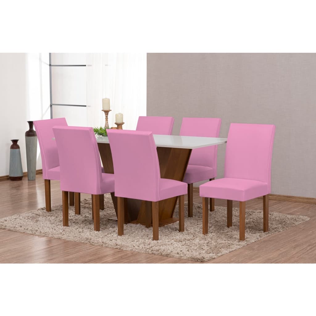 Kit 4 Capas De Cadeira de Jantar com Elastico ROSA