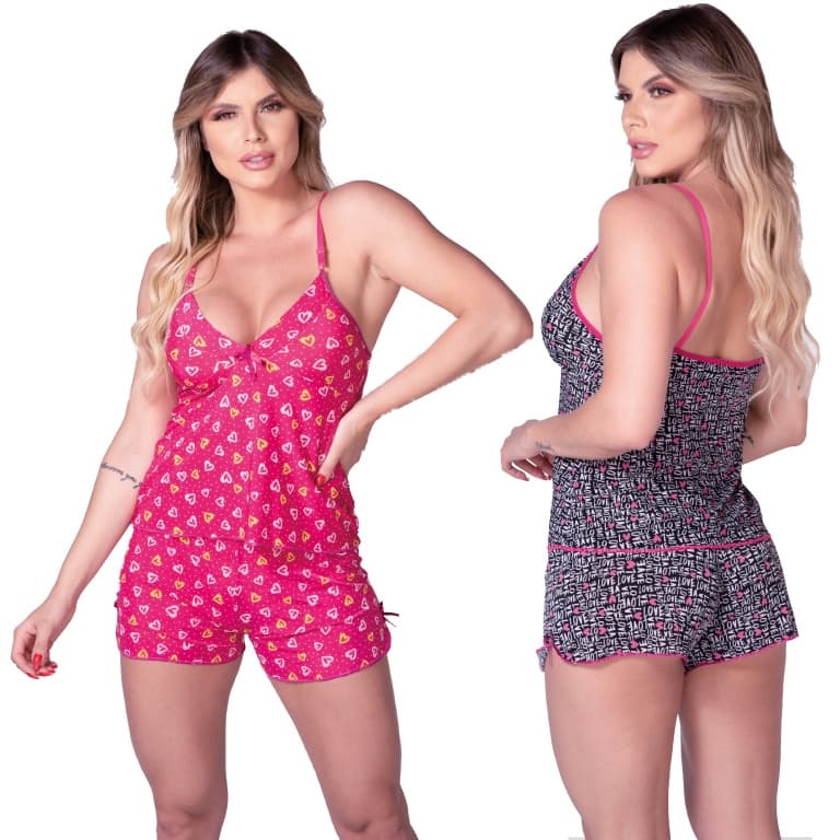 kit 3 Baby Doll estampado Promoção Barato promoção pijama short doll