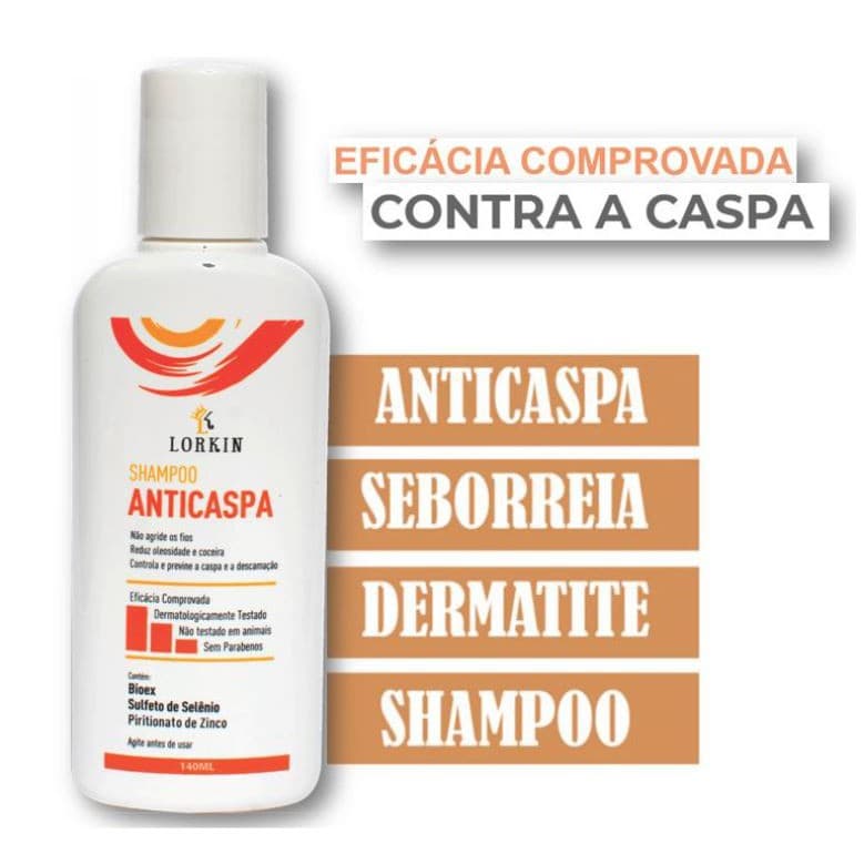 Shampoo Anticaspa Lorkin  140ml Original Elimine a caspa melhor anticaspa do mercado o anticaspa com eficácia comprovada