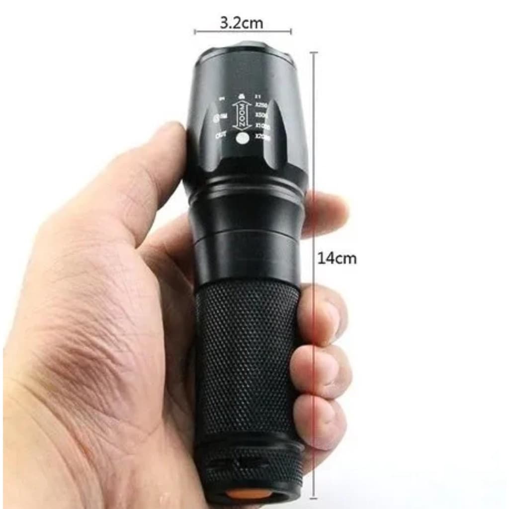 Lanterna Tática Militar de Led CreeT6 Zoom Recarregável