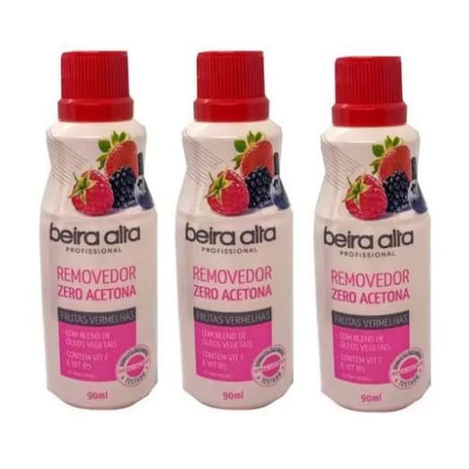 Removedor Esmalte Beira Alta 90ml Frutas Vermelhas Kit C/3