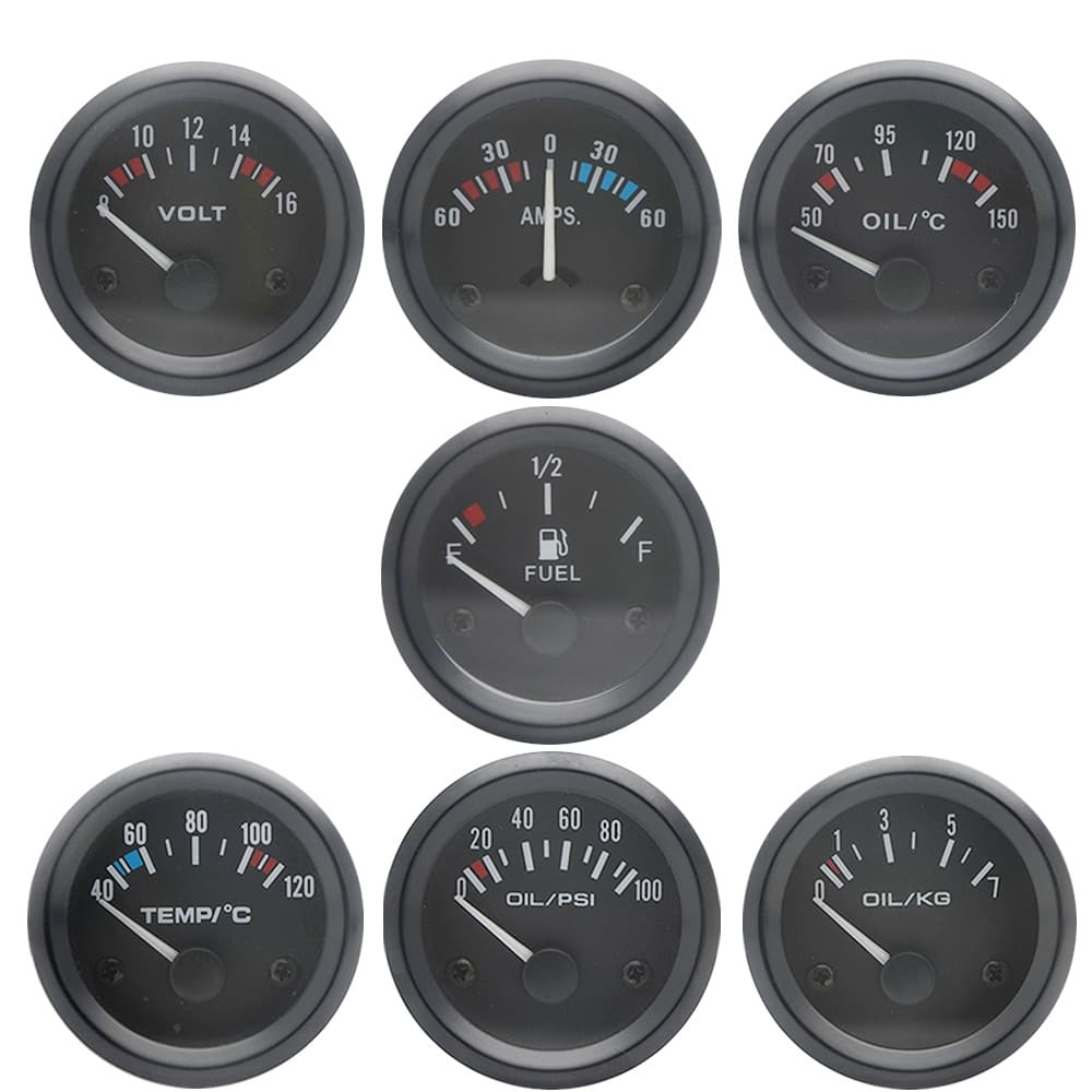 2 " 52MM Temperatura Da Água/Óleo temp Imprensa Do psi/kg/Volt/Amperímetro/Medidor De Nível De Combustível Com Titular 12 V Carro