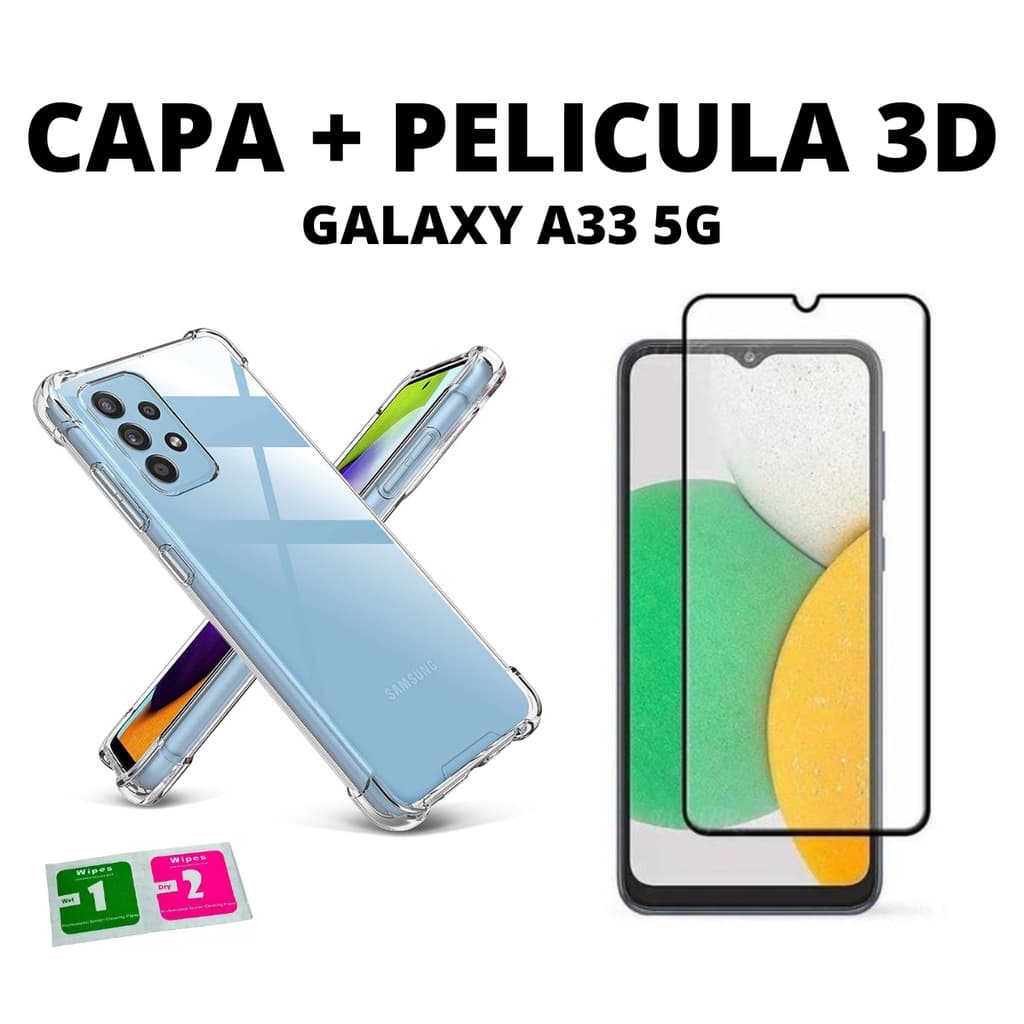 Capa Capinha Transparente Anti Impacto Shock + Pelicula 3D 6D 9D Samsung Galaxy A33 5G