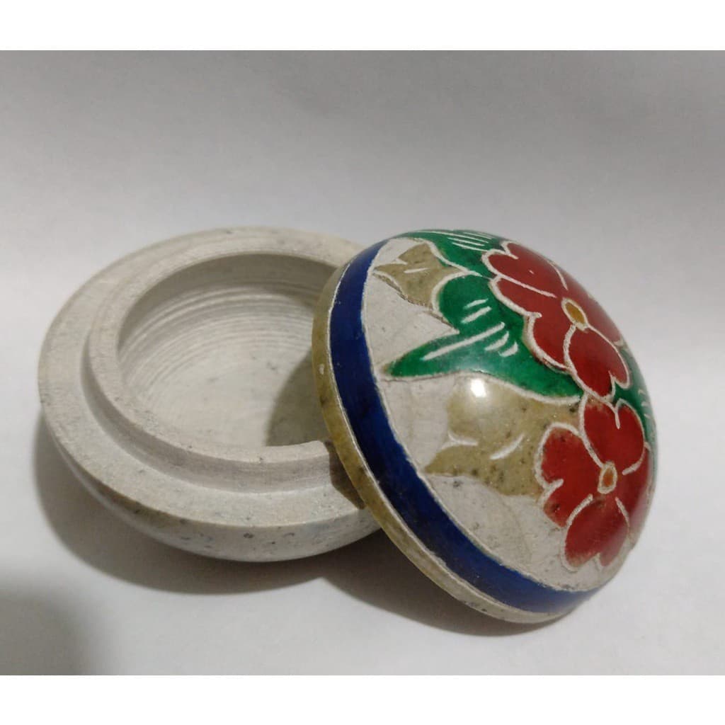 Saleiro Bola Pote Decorado Esculpido em Pedra