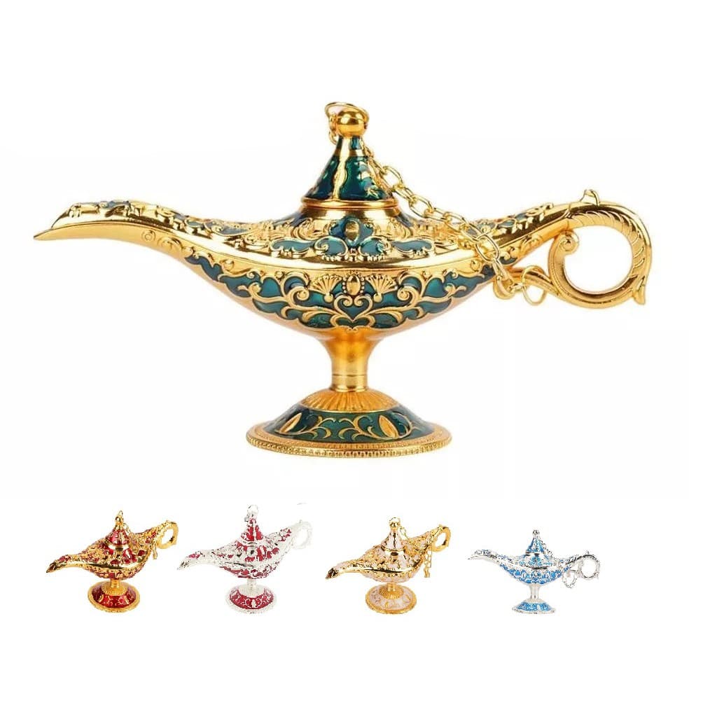 Lâmpada do Aladim De Metal Porta Incenso Incensário Decoração 12cm