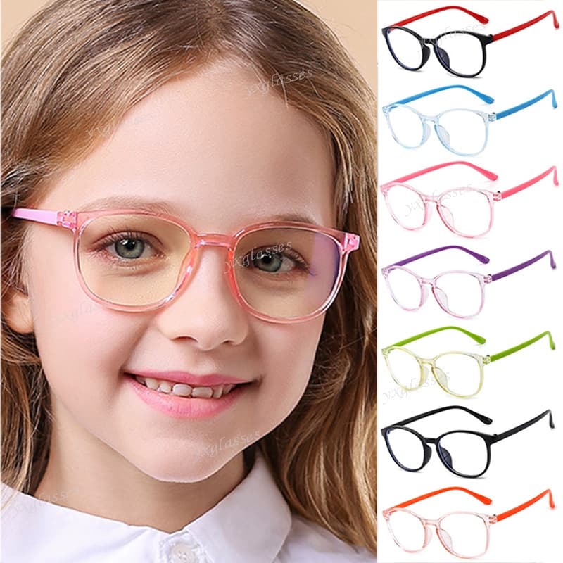 【 Óculos Substituíveis lens 】 Children Redondo anti-Luz Azul Radiação ultra-Leve Kids Armação Oval Eyeglass