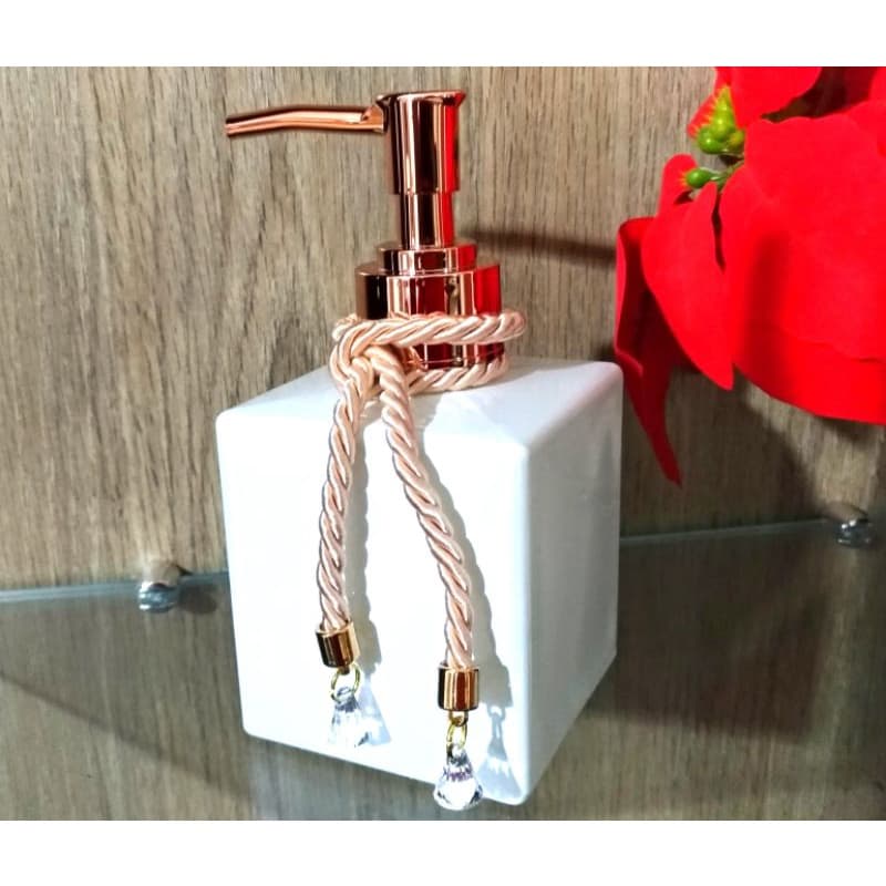 Dispense Sabonete Líquido Saboneteira 250ml Branca Válvula Saboneteira Luxo Rose Gold