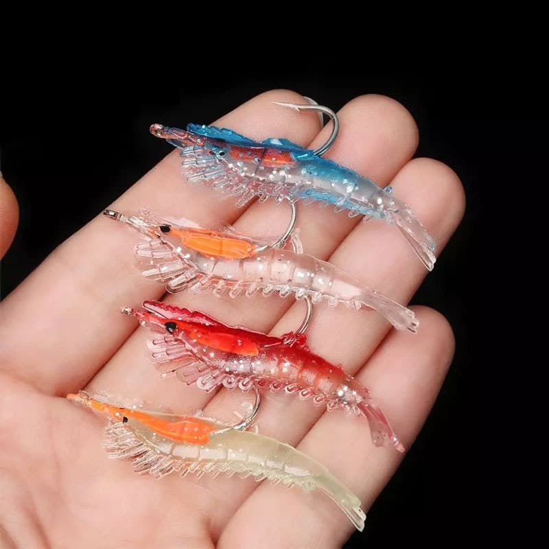 6cm 3g Iscas De Pesca Camarão Com Anzol Isca Macia Falsa Artificial