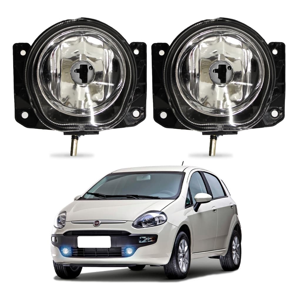 Farol de Milha Punto 2007 a 2017 Par Farol Auxiliar de Carro Lente de Vidro Neblina Automotivo