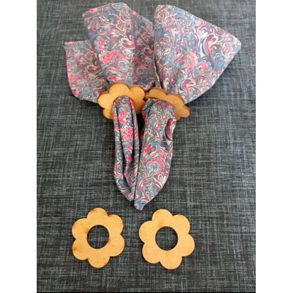 Kit Argolas Porta Guardanapos- Florzinhas de MDF - 4 peças