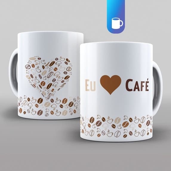 CANECA DE PORCELANA EU AMO CAFÉ