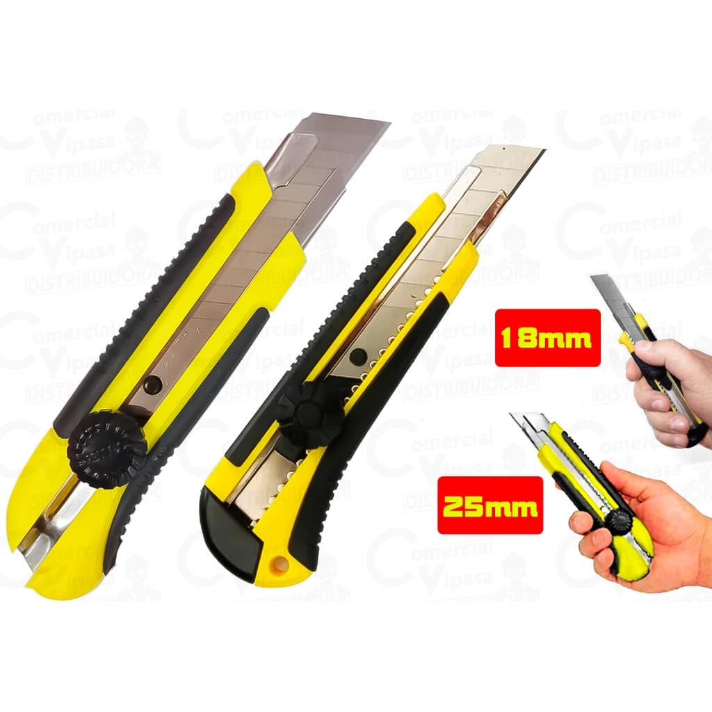 Estilete Profissional Com Cabo  Emborrachado 18mm E 25mm Com Trava Profissional
