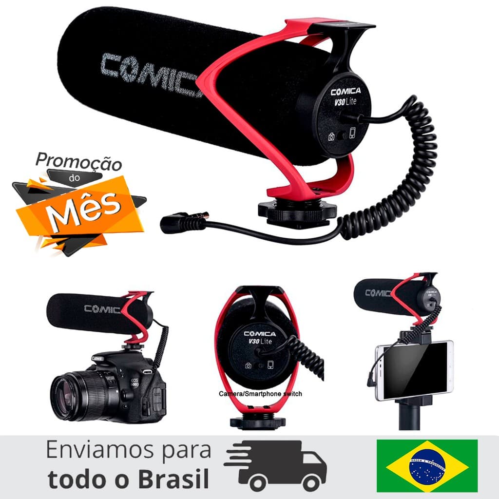 Microfone P/câmera Ou Smartphone - Comica V30 Lite + Deadcat (BRASIL)