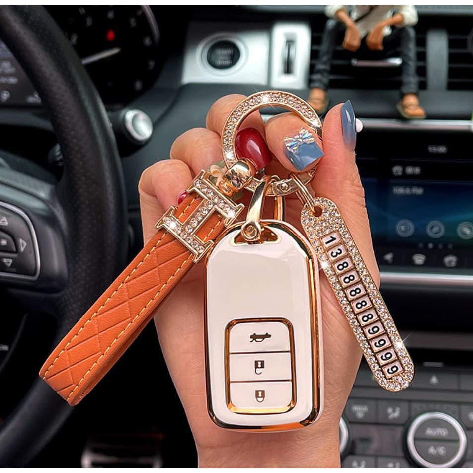 Capa Case Chaveiro Tampa LUXO para Chave Do Carro Honda Civic Fit CRV XRV Accord