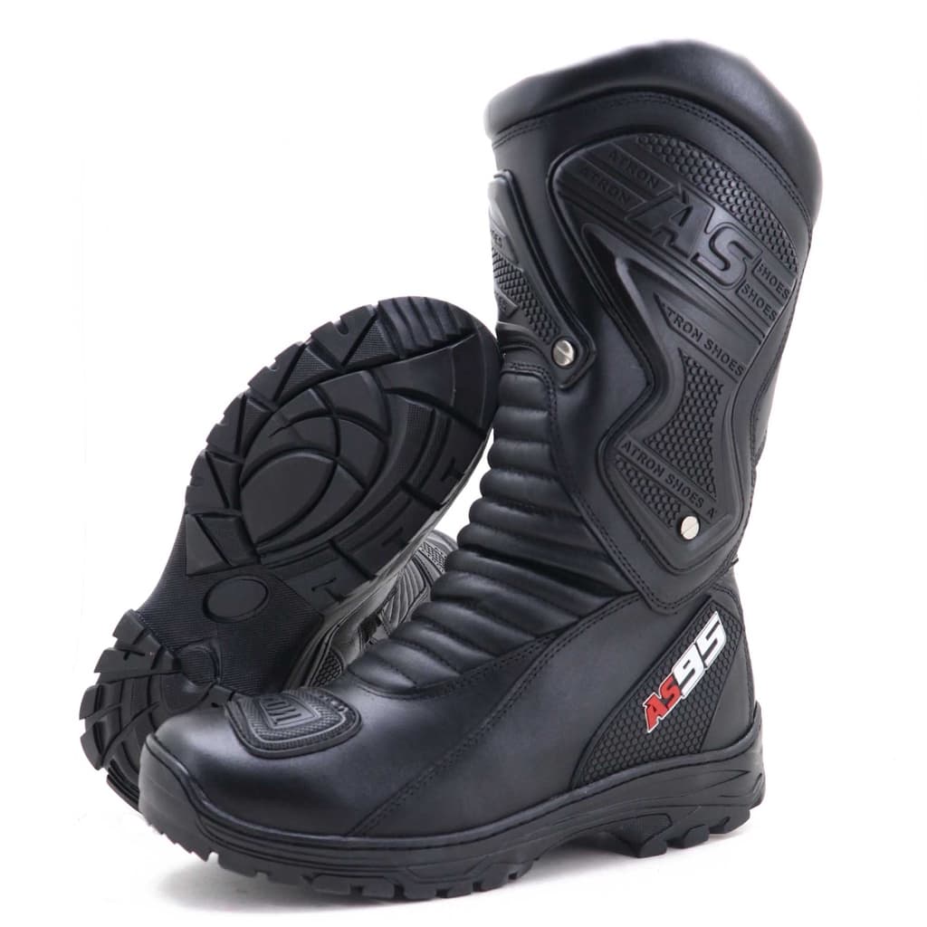 Bota motociclista Atron Shoes big trail em couro legítimo SEMI-IMPERMEÁVEL - 405