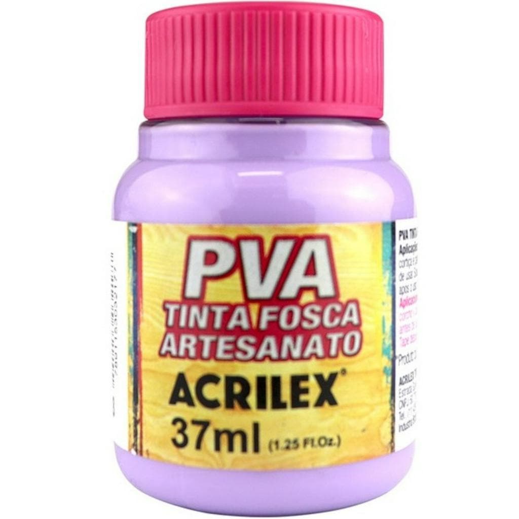 Tinta PVA Fosca Lilás 37ml Acrilex - Tinta para madeira, cortiça, Isopor, Papel, Palha e PET