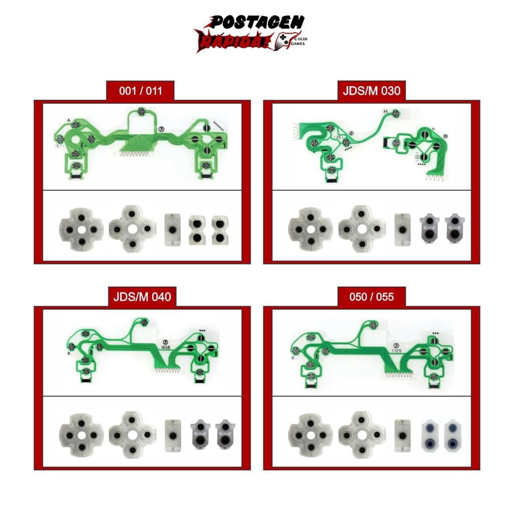 Kit Reparo Condutivo Completo para Controles Ps4 (Borracha e Manta)