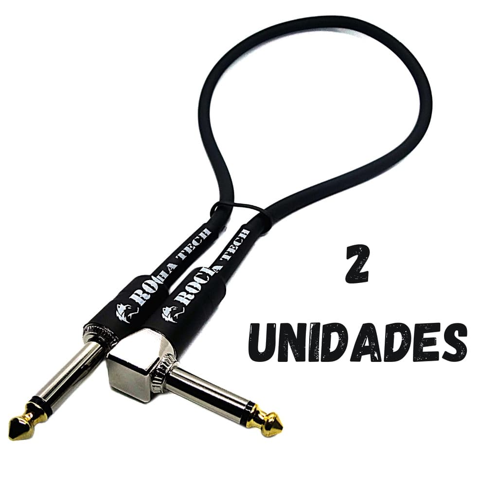 Kit 2 Cabos De Pedal Guitarra e contra baixo Plug P10 Reto + 90 Graus P500RLG