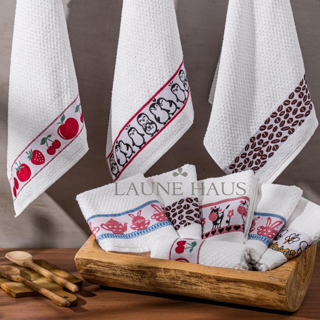 Pano De Prato Kit Com 05 Peças Atoalhado Atacado Gourmet