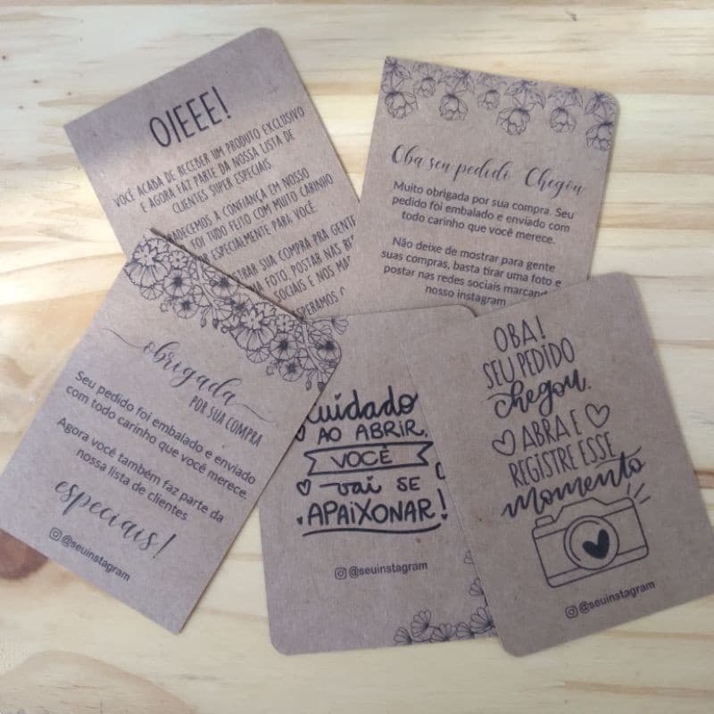 Cartão de Agradecimento Kraft 9x6,5 Personalizado