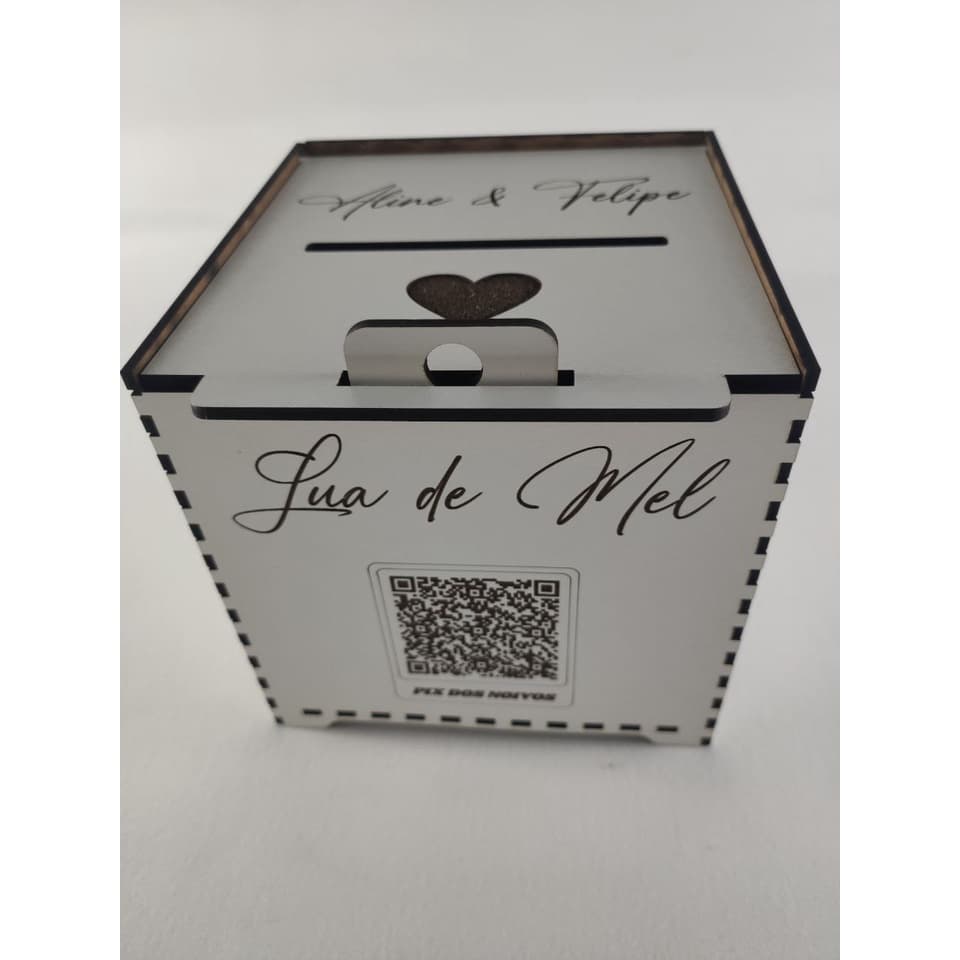 Urna Pix Casamento Lua De Mel Placa Noivos Pix Personalizada