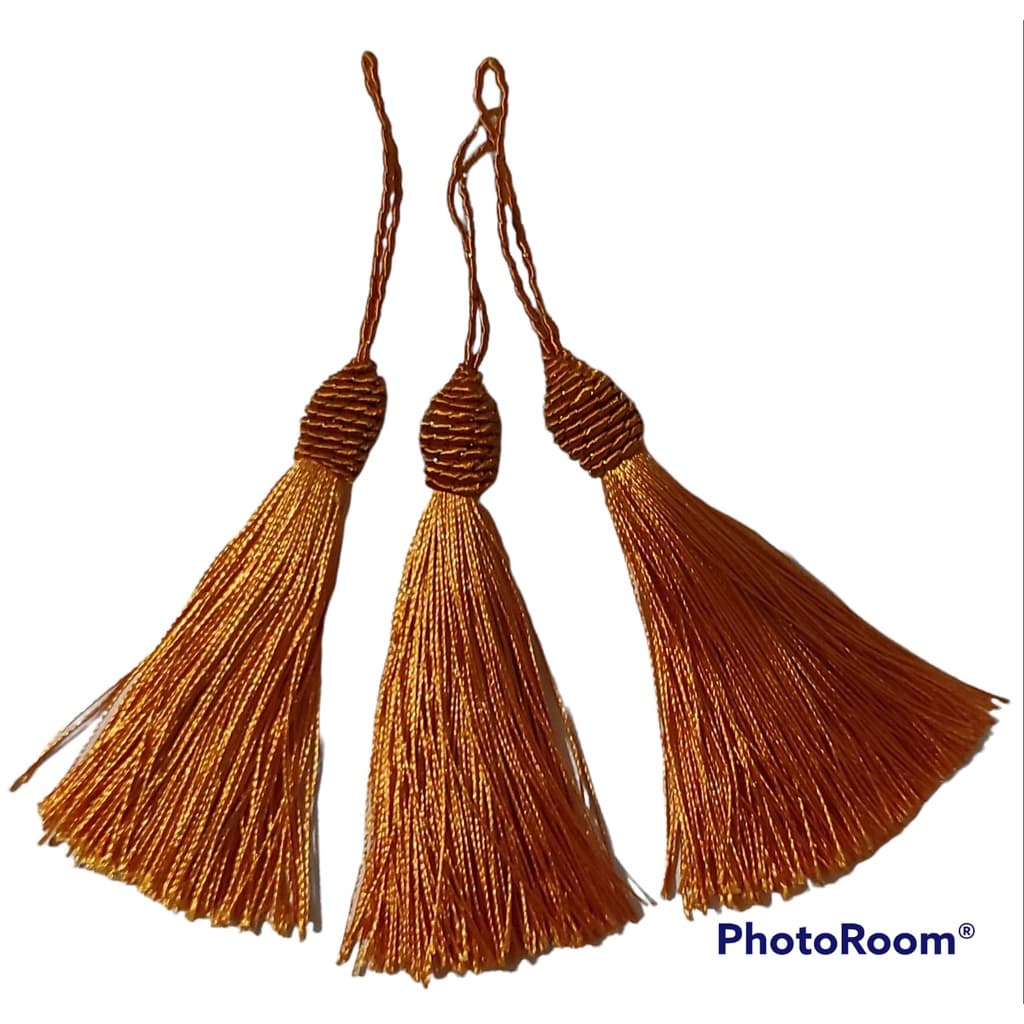 POMPOM TASSEL COM TULIPA 9cm alt. x2cm larg. (  ABÓBORA  )  - 05 UNIDADES - Planeta das artes