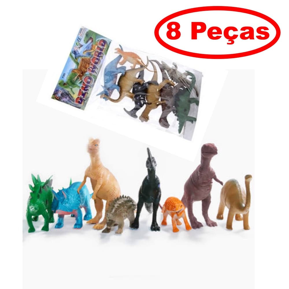 Kit Dinossauro de Brinquedo com 8 Peças Coleção Emborrachados ! Pronta Entrega !!!