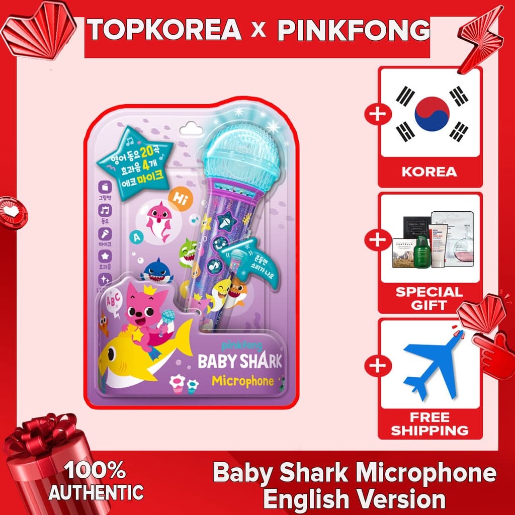 ★ Pinkfong + Novo + Microfone BABY SHARK Versão Em Inglês/Envio Da Coreia/TOPKOREA /