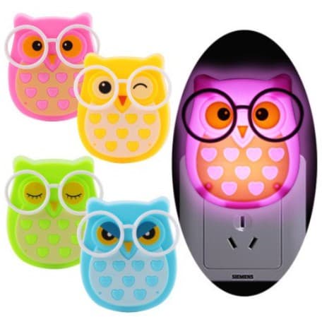 Mini Luminária Abajur Led Luz Noturno Coruja Tomada 1w