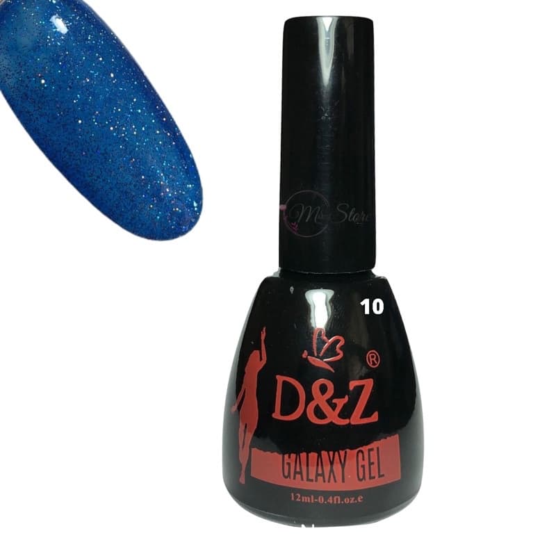 Esmalte Em Gel D&Z Galaxy cor 10 Azul Glitter Fino Pigmentado 12 ml Promoção DEZ