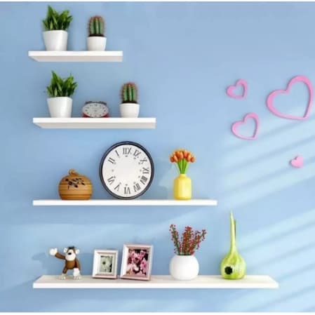 Kit 4 Prateleiras reta 30/40/50/60 nicho Mdf Branco Suporte decoração sala quarto banheiro escritório