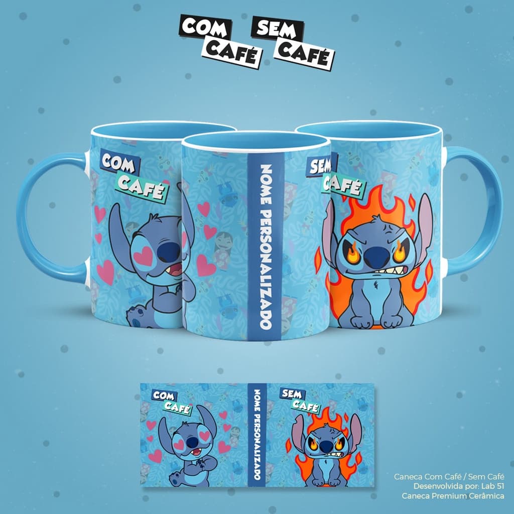 Caneca Personalizada Stitch Lilo Disney Com Café Sem Café