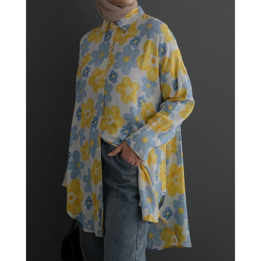 Camisa KEMEJA Myrubylicious PAVILE Código 6547 | Camisas Femininas Manga Comprida Floral RAYON