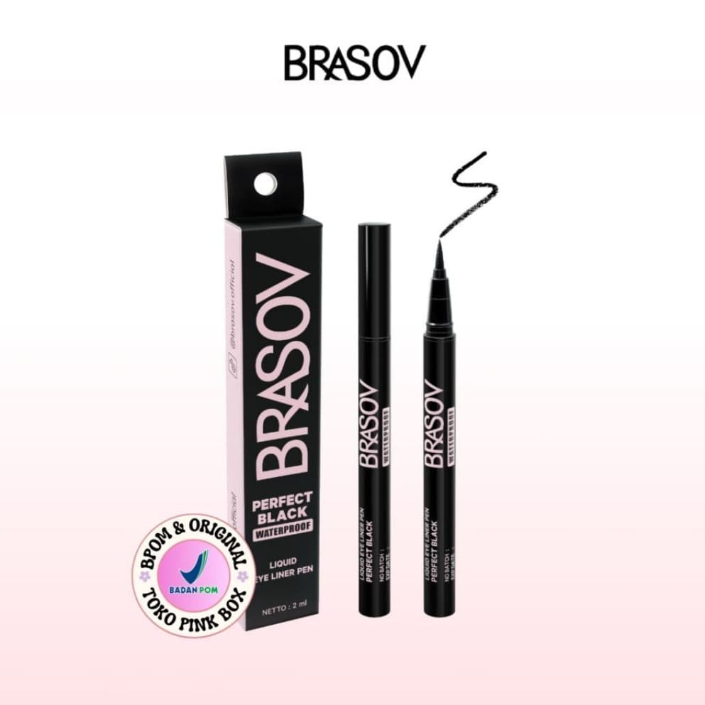 [PINKBOX] Caneta Delineadora Líquida Preta Perfeita À Prova D'água BRASOV | Marcador Delineador-Preto