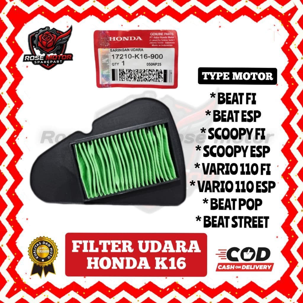 Filtro De Ar BEAT FI POP Scopy VARIO 110 ESP STREET 17210-K16 Qualidade ORIGINAL