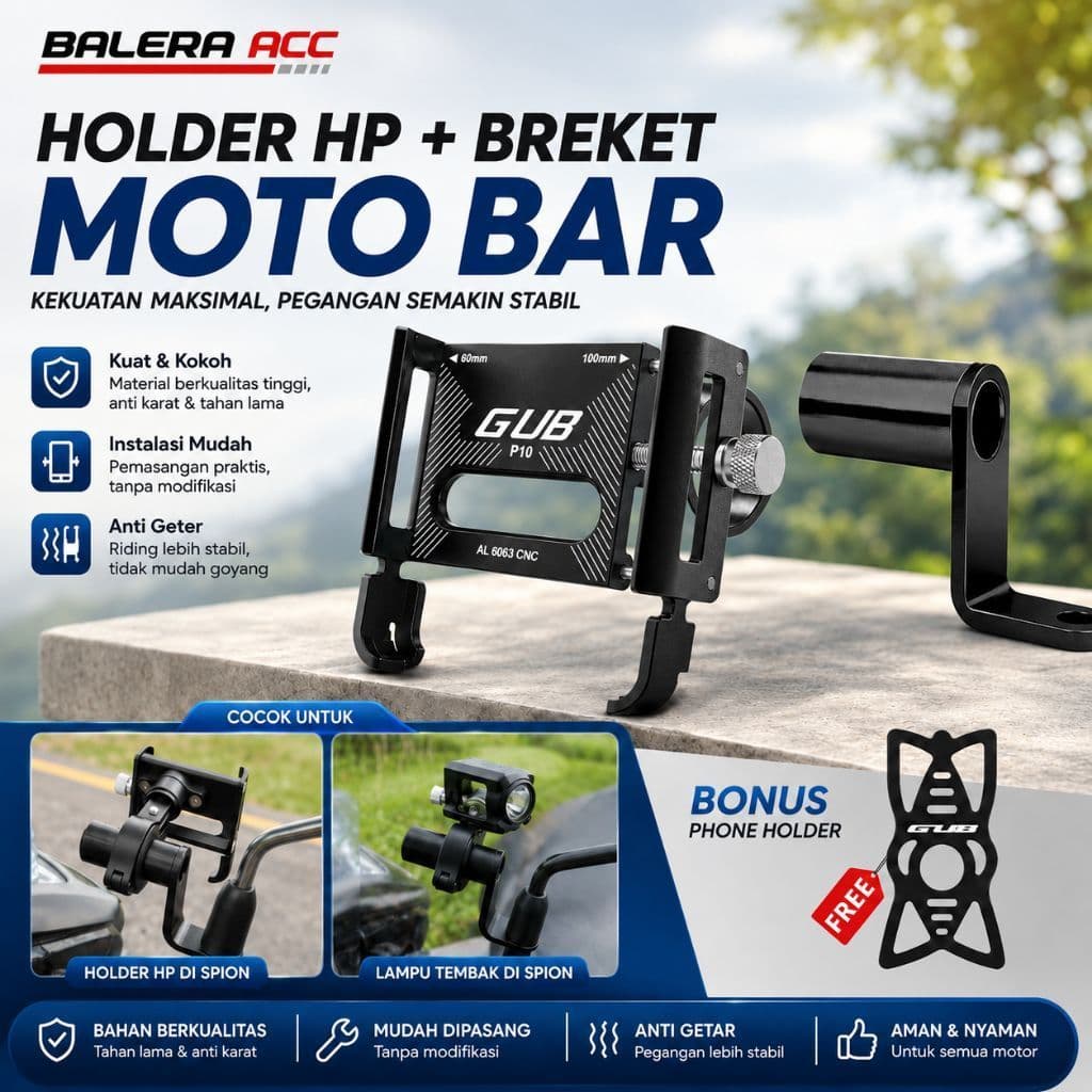 Pacote De Suporte Para Telefone GUB P10 + De Espelho MOTOBAR Filano Fazzio Vario Nmax Aerox Lexi Pcx Beat Scoopy Adv ETC