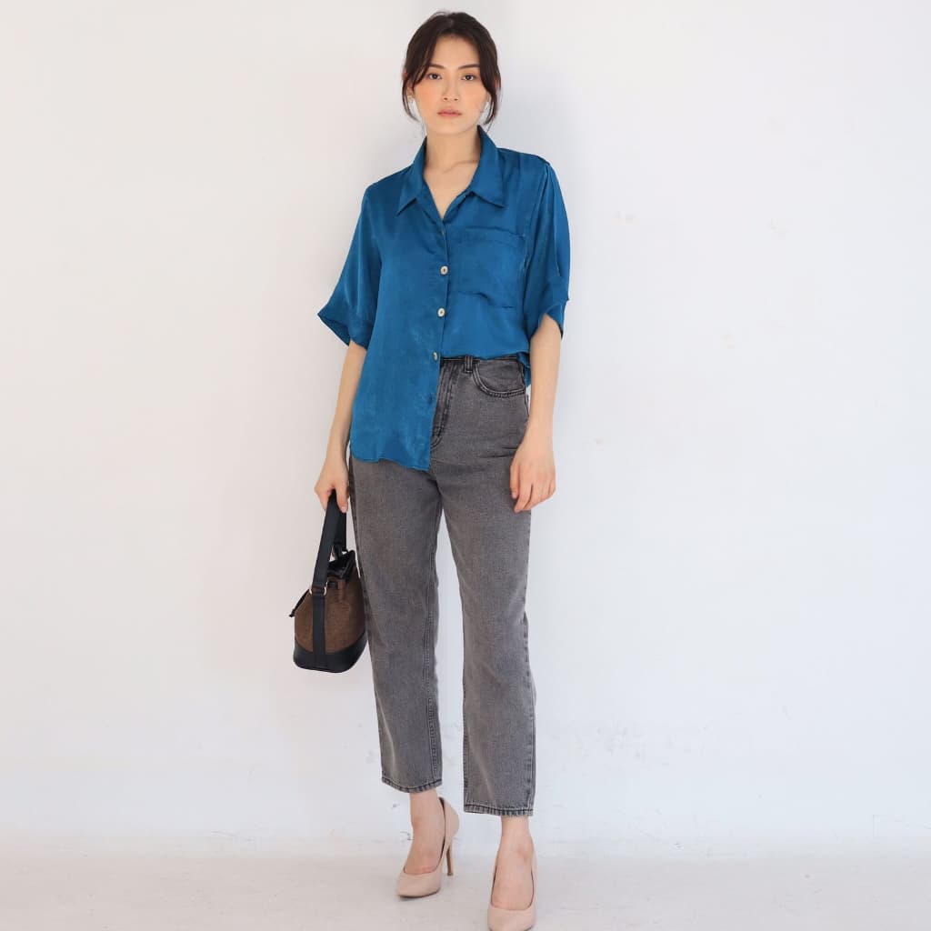 Blusa MSMO Edelyn Camisa Cetim Veludo