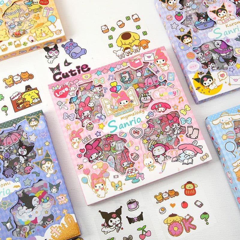 SANRIO STICKER BOX Personagem Desenho Animado Adesivo 2D Caixa Conteúdo 100 Folhas/Estético Coreia MASU KUROMI LOTSO