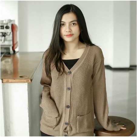 Cardigã De Malha Com Botões Merissa/Casacos Femininos Estilo Coreano