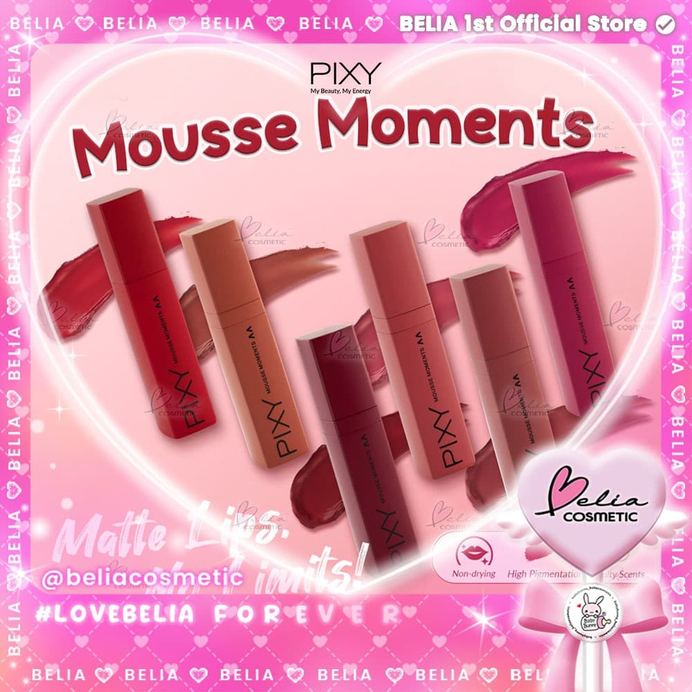 [Jovem] Série PIXY Mousse Moments | Labial Creme Veludo Longa Duração Fórmula Leve