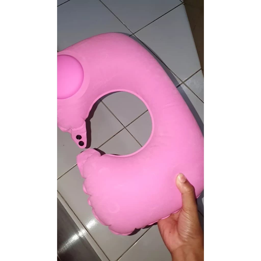 Travesseiro De Pescoço Original Macio E Confortável , Viagem , Bomba De Ar Redonda Inflável