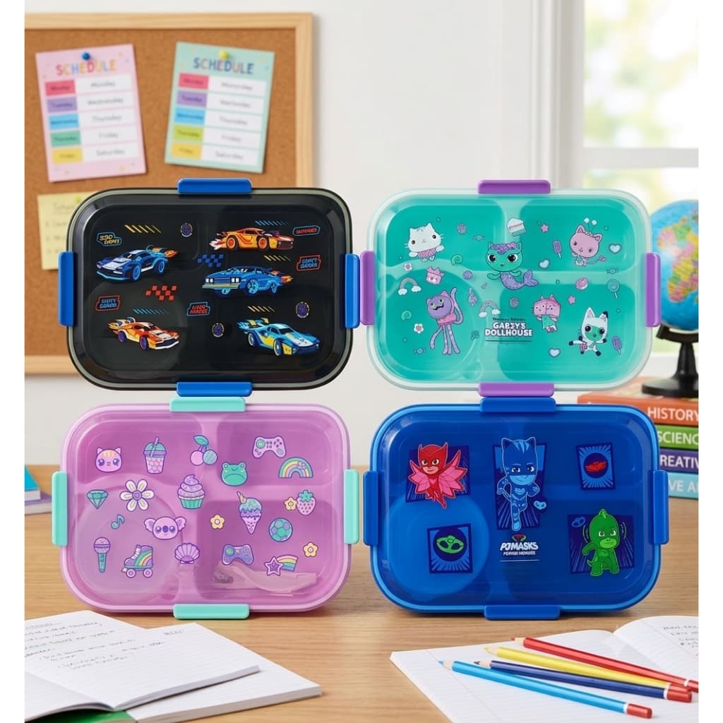 LUNCH BOX BOOST DUO CHARACTER SCHOOL Marmita Infantil 1200ML 4 Configurações + 1 Taça E Talheres
