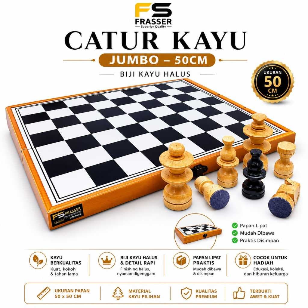 Tabuleiro De Xadrez De Madeira Supreme BN 01 CTR KY 02 PK