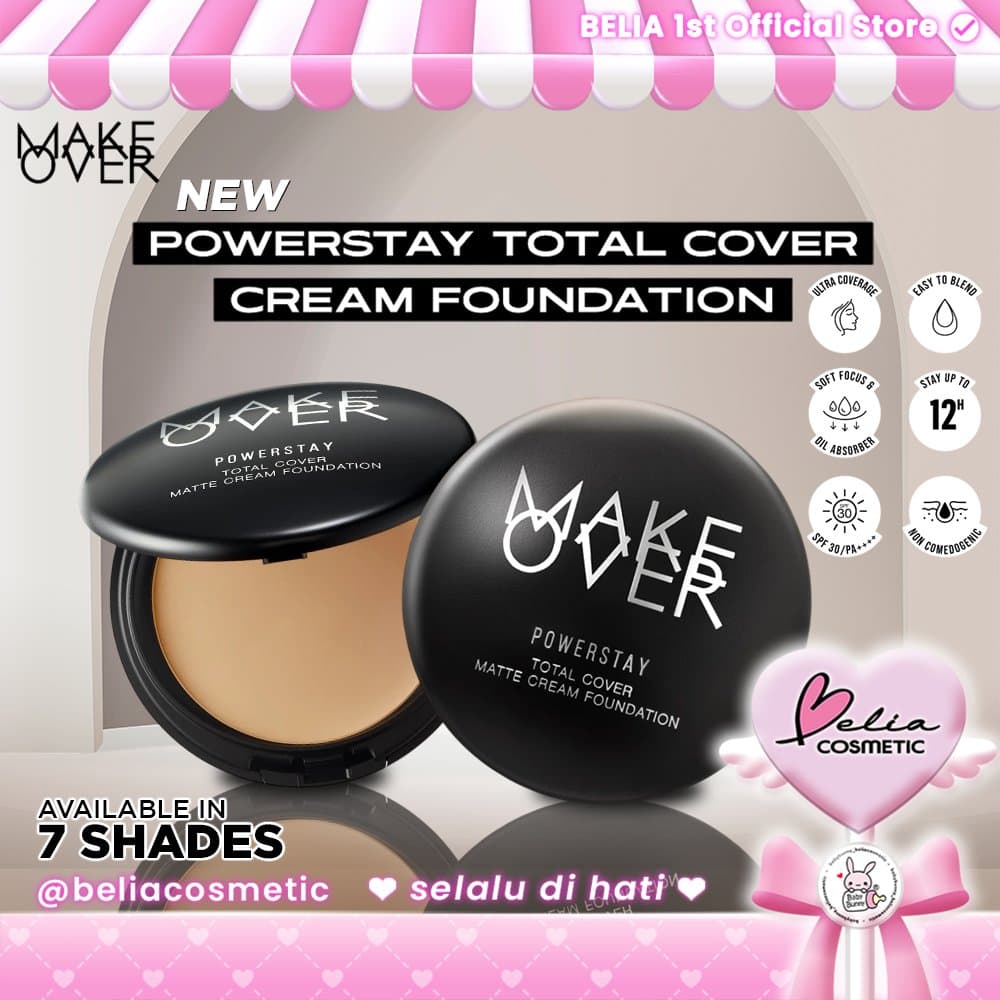 [Jovem] MAKE OVER Powerstay Total Cover Matte Cream Foundation 12gr | Base Creme Mate Alta Cobertura Dura Até 12 Horas