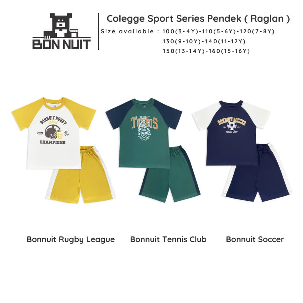 BONNUIT-Fato Raglan Da Série Esportiva Universitária Para Meninos | Camisetas E Shorts Infantis De 3 A 9 Anos